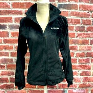 Columbia Black Velvety Full Zip Fleece Size Small